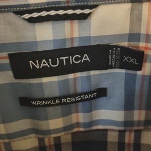 NAUTICA MENS LONG SLEEVE SHIRT, BLUE CHECK